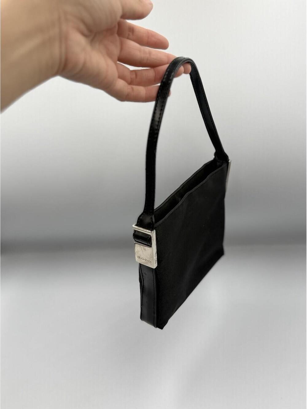 XOXO Black Mini Shoulder Bag Silver Hardware Y2K Baguette Purse